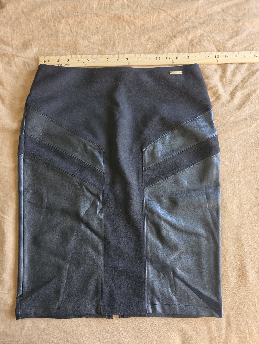 Women's Suede And Pleather Skirt